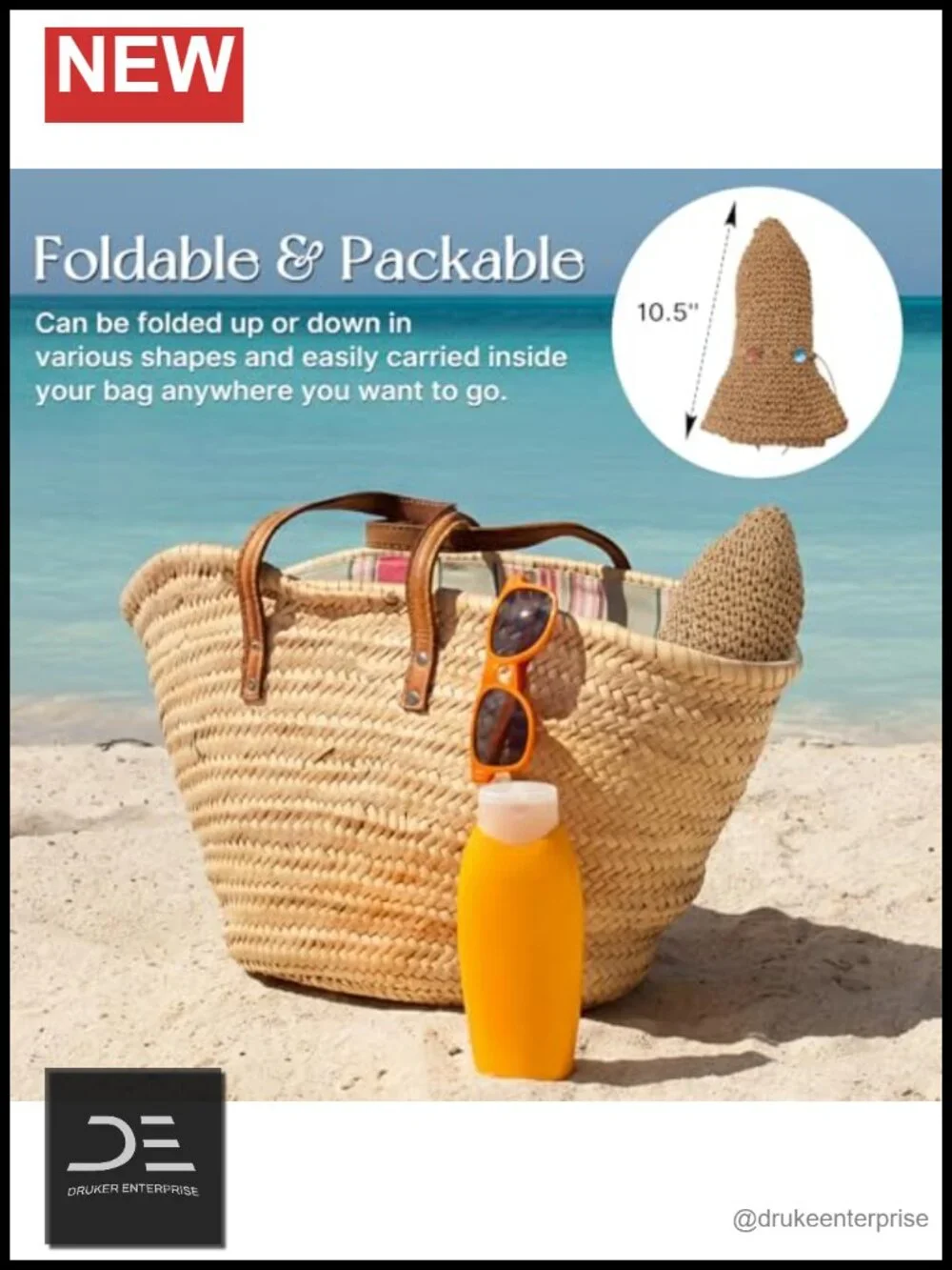 Handcrafted Paper Straw Bucket Hat with UPF 50+ Sun Protection
